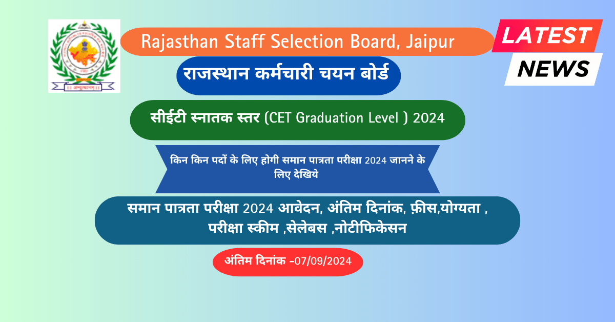 RSMSSB CET Graduation level Exam Date 2024